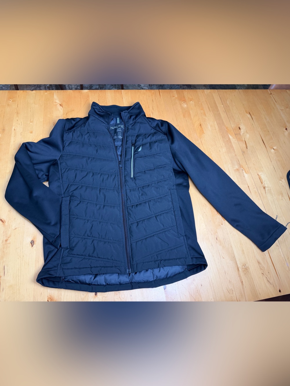 Nautica Women's Black Quilted Hybrid Puffer Jacket